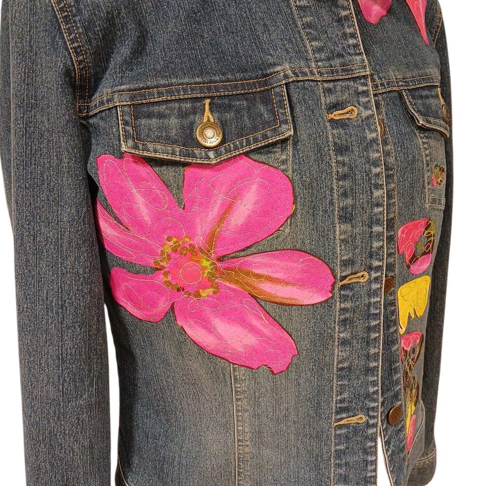 Upcycled Denim Jacket Boho Style Reworked - Picture 5 of 12
